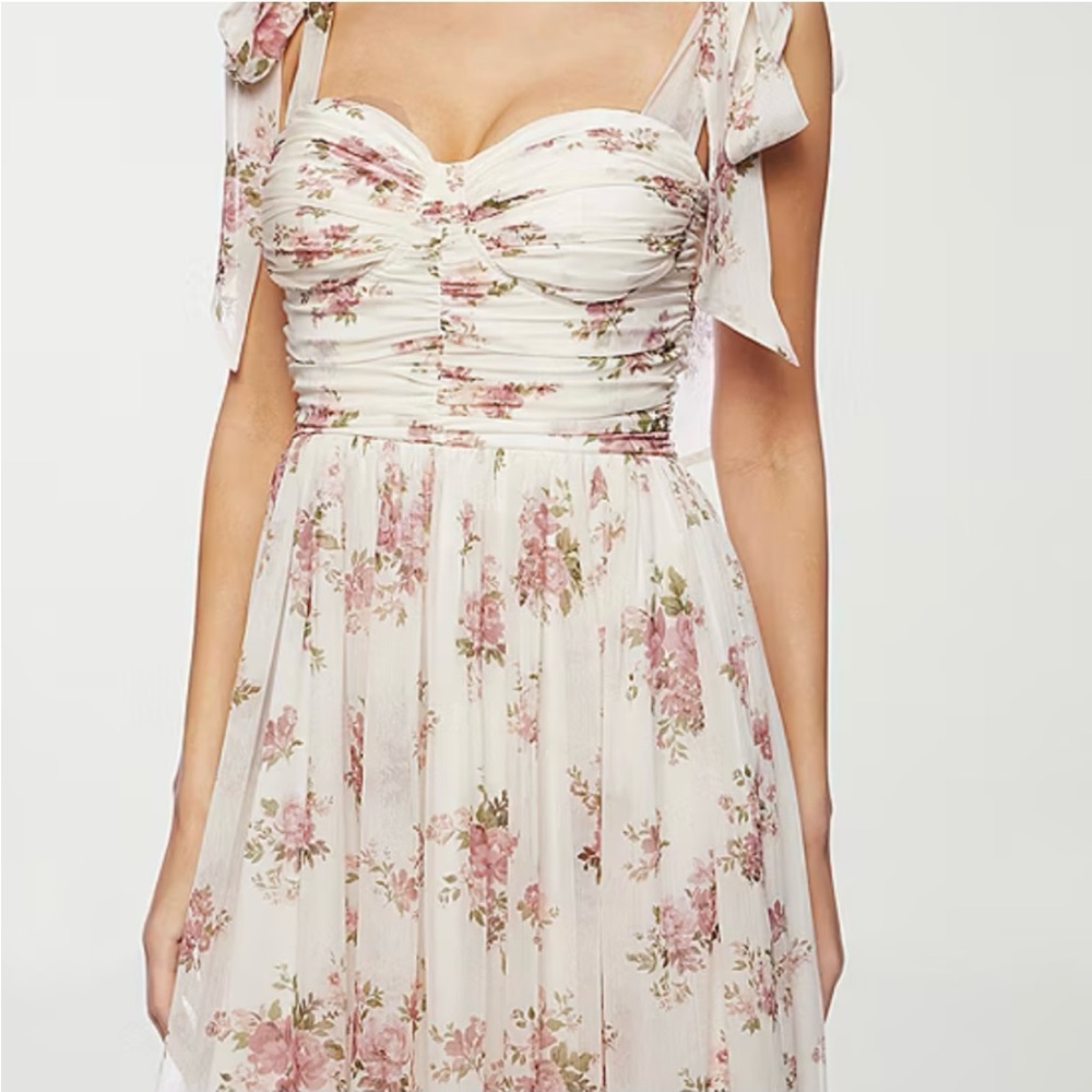 Chic Floral Maxi Dress with Bow Straps